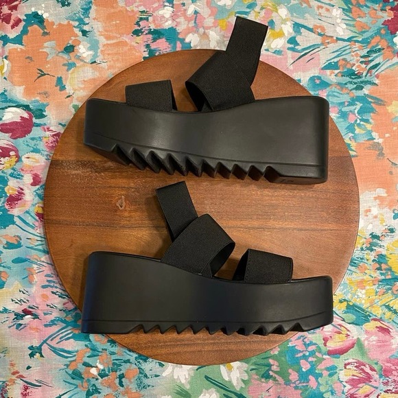 Steve Madden Ramzi Platform Strappy Sandals Black Made In Italy US 5.5 - Picture 3 of 12